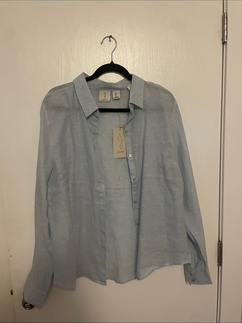 Joie Pale Blue Lightweight LINEN Button-Down Shirt